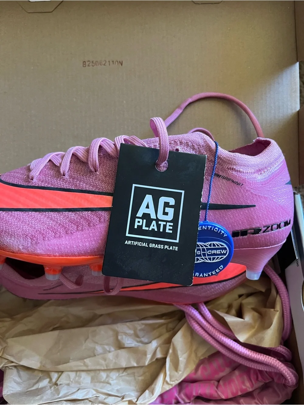 Kids Nike Purple and Orange Soccer Cleats with Orange Accents